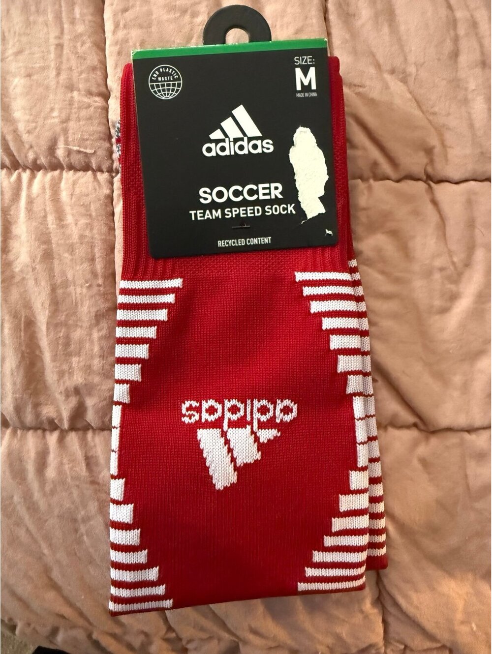 Adidas Soccer Team Speed Socks Team Power Red/White Size M AEROREADY NWT